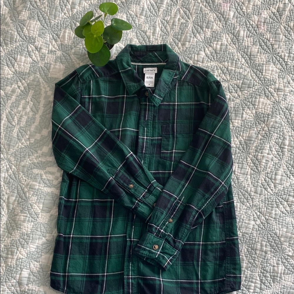 Old Navy Dark Green Plaid Shirt